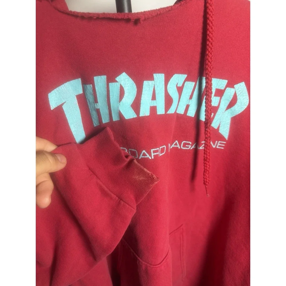 Thrasher Magazine Red w/ Aqua Blue Logo Hoodie size S